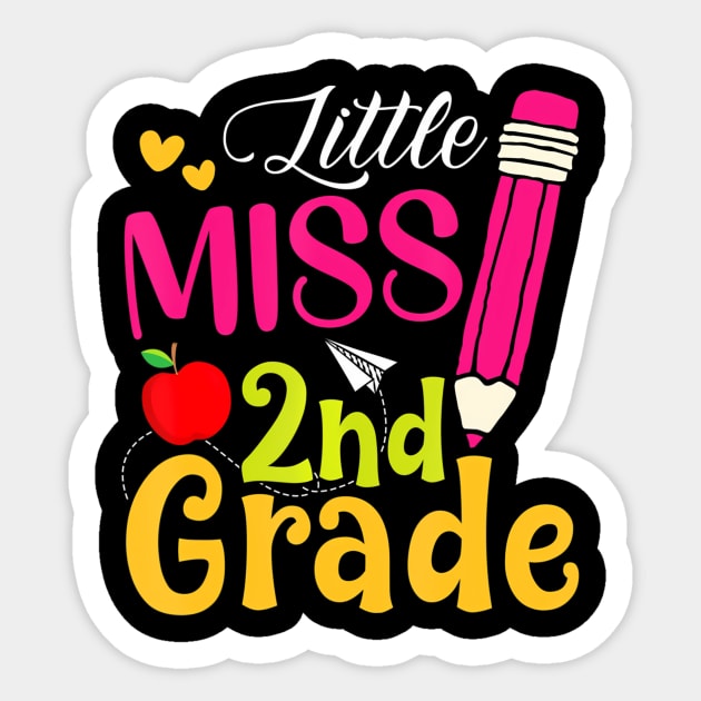 Little Miss 2nd Grade Cute Back To School Hello Second Grade Sticker by mccloysitarh